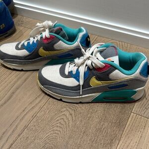 Nike Kids Sneakers in Gray, Blue, and Gold